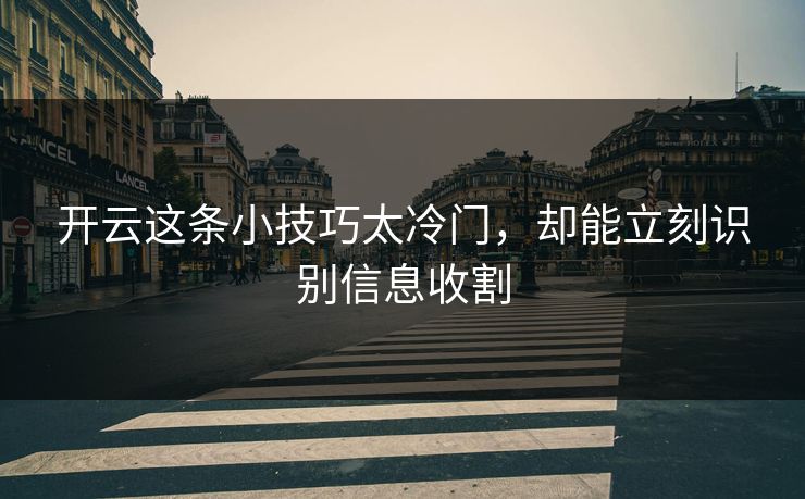 开云这条小技巧太冷门，却能立刻识别信息收割